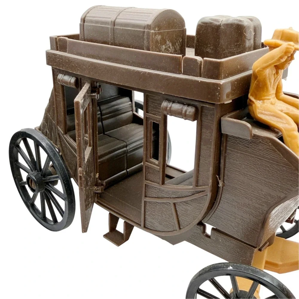 Vintage Western Stagecoach Horses Wagon Toy USA Processed Plastic Co 7665